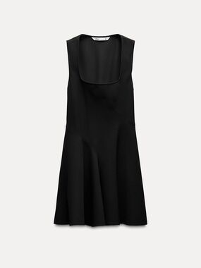 ZARA - Black Sleeveless Mini Dress with Square Neck